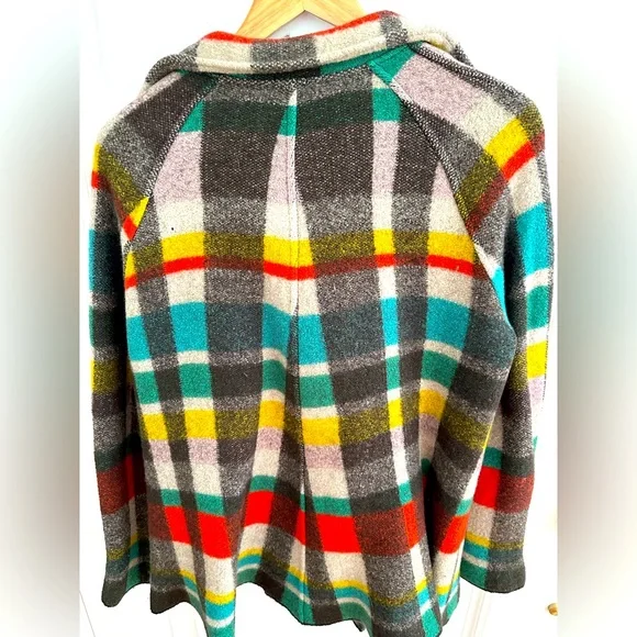 Anthropologie SIYU Multicolor Plaid 100% Wool Coat Size XL - Small - Picture 5 of 9